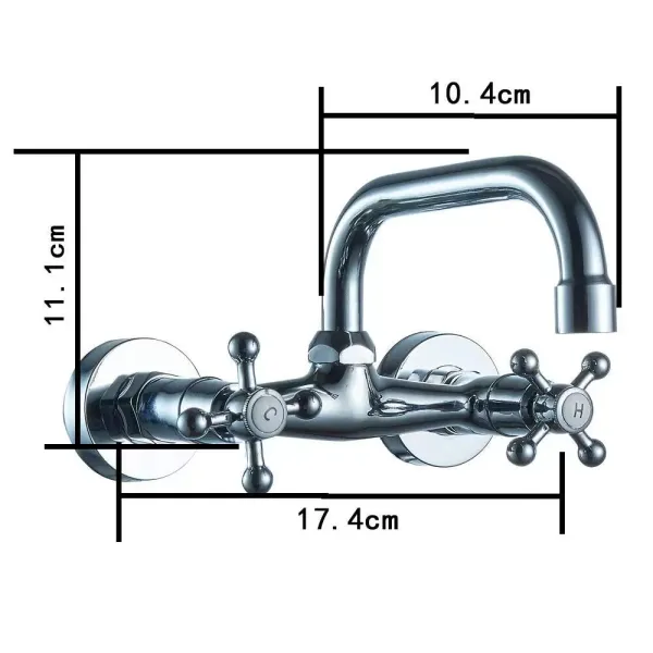 Wandmontage Wasserhahn Wandarmatur Küchenarmatur Mischbatterie Zweigriff Mischbatterie Küche Waschbecken