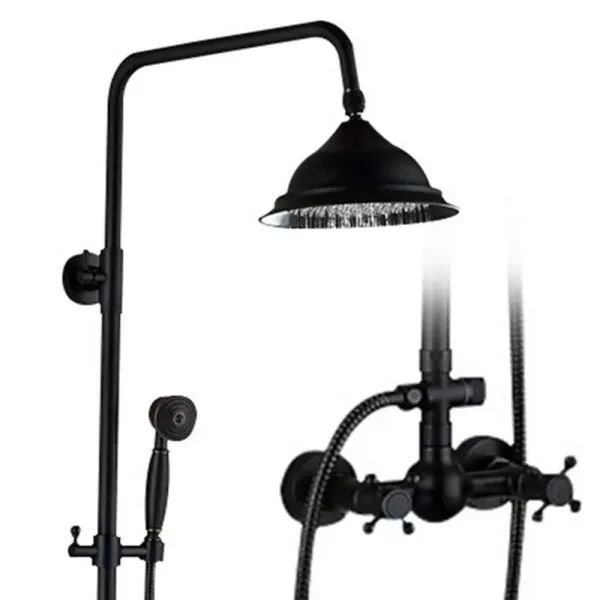 8" Retro Schwarz Duschsystem, 3 In 1 Dusche Duschset Duscharmatur 8" Retro Schwarz Duschsystem, 3 In 1 Dusche Duschset Duscharmatur
