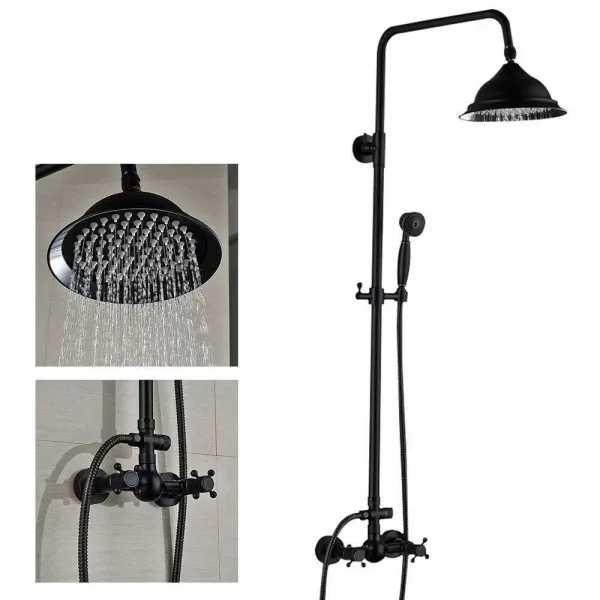 8" Retro Schwarz Duschsystem, 3 In 1 Dusche Duschset Duscharmatur 8" Retro Schwarz Duschsystem, 3 In 1 Dusche Duschset Duscharmatur