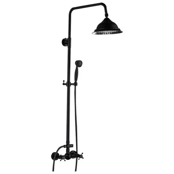 8" Retro Schwarz Duschsystem, 3 In 1 Dusche Duschset Duscharmatur
