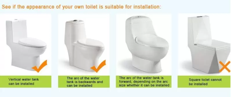 Elektrisch Bidet Sitz Smart Dusch WC-Sitze mit Düse Toilettensitz Gewärmter Sitz Toilettendeckel Bidet Aufsatz Weiß