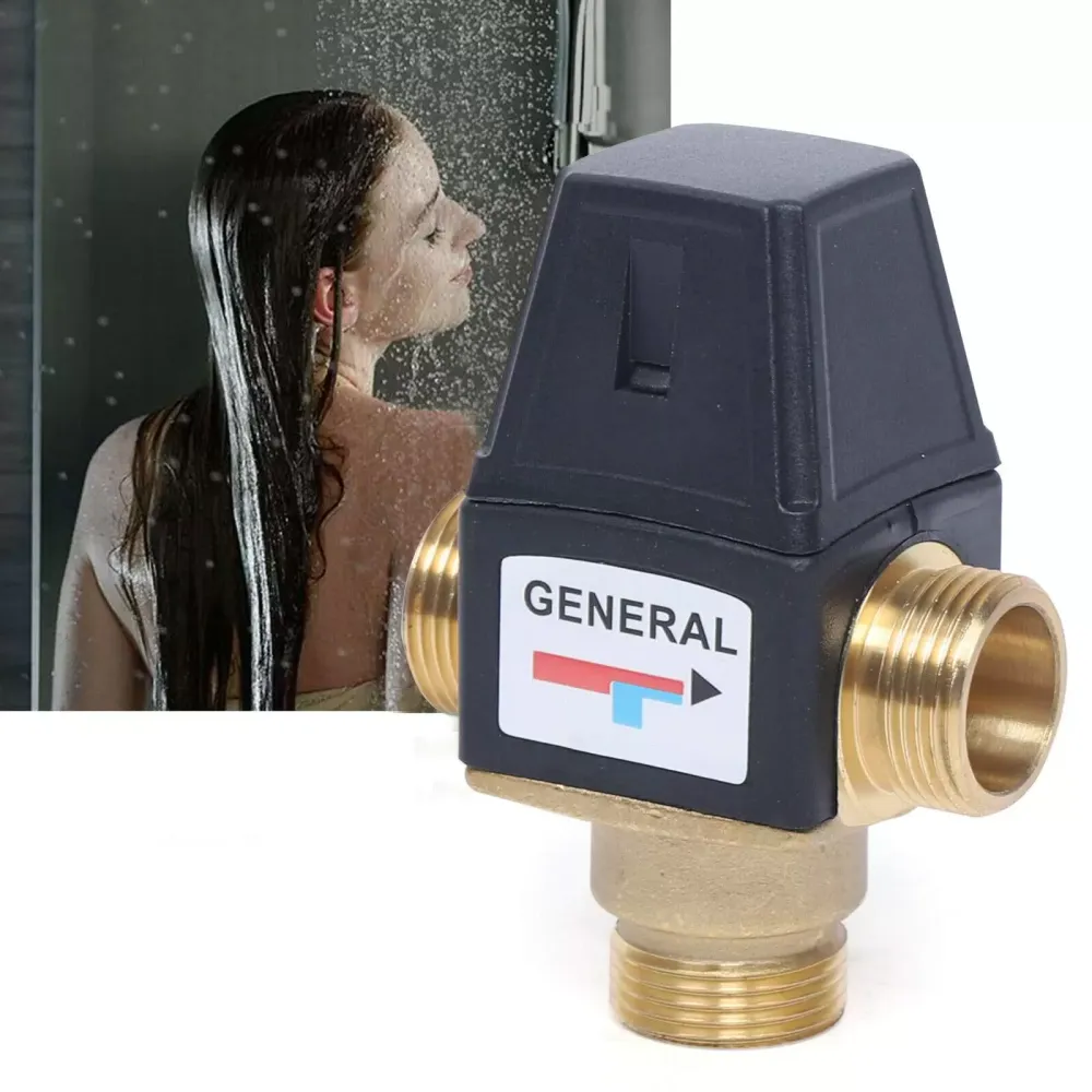3-Wege Heiß Kaltwasser Ventil Thermostatventil Mischventil Messing 35-60℃ DN20