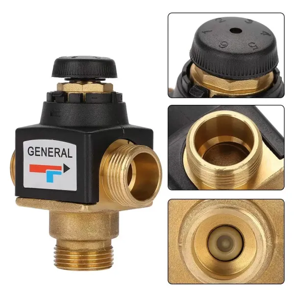 3-Wege Heiß Kaltwasser Ventil Thermostatventil Mischventil Messing 35-60℃ DN20 3-Wege Heiß Kaltwasser Ventil Thermostatventil Mischventil Messing 35-60℃ DN20