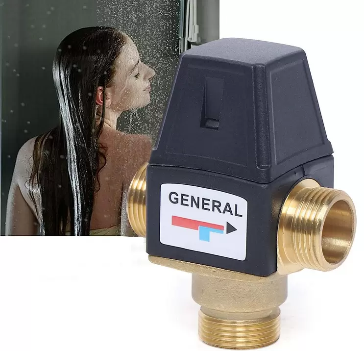 3-Wege Heiß Kaltwasser Ventil Thermostatventil Mischventil Messing 35-60℃ DN20