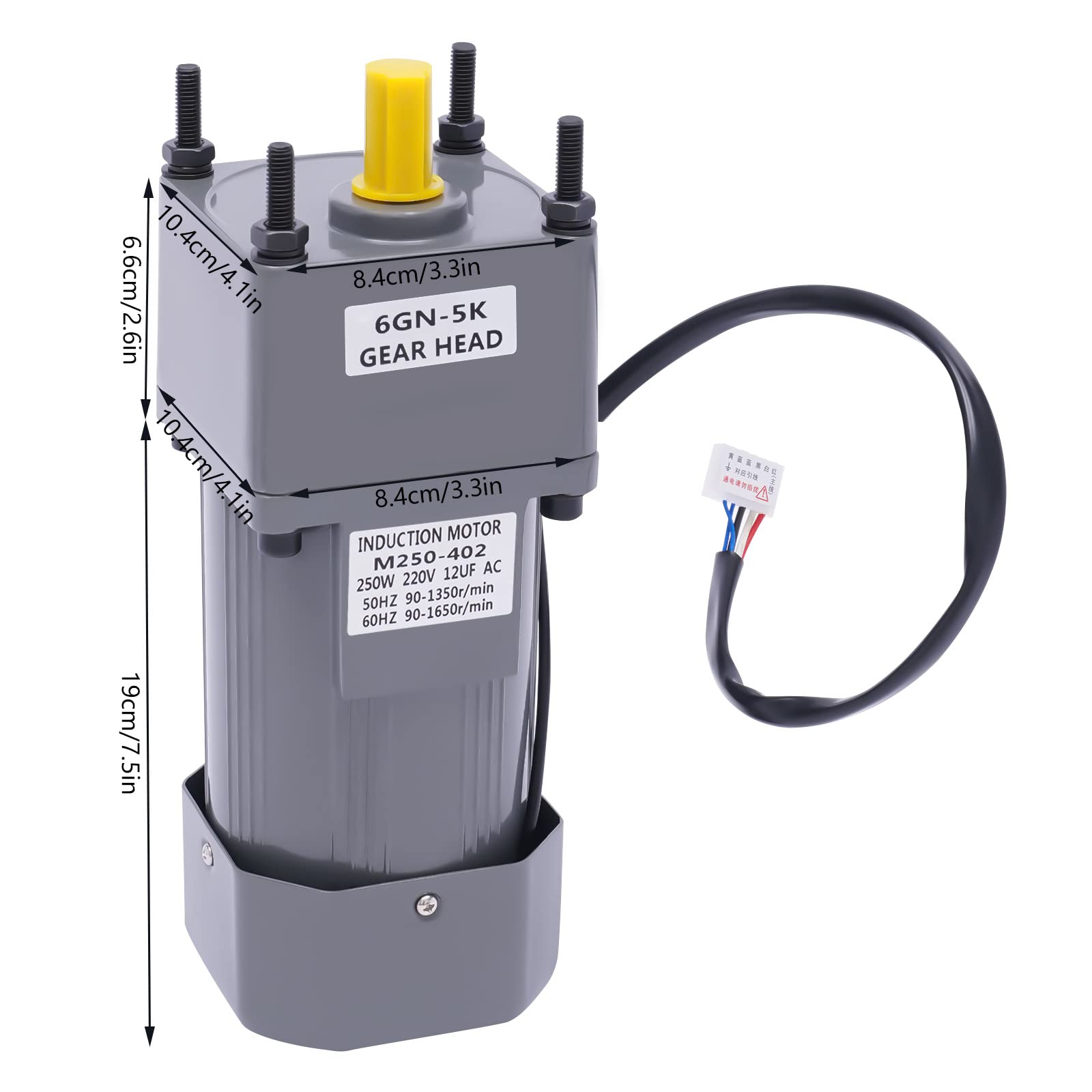 AC 220V 250W Motor mit einstellbarer Geschwindigkeit stufenlos einstellbarer Frequenzumrichtermotor mit Getrieberegler und Halterung