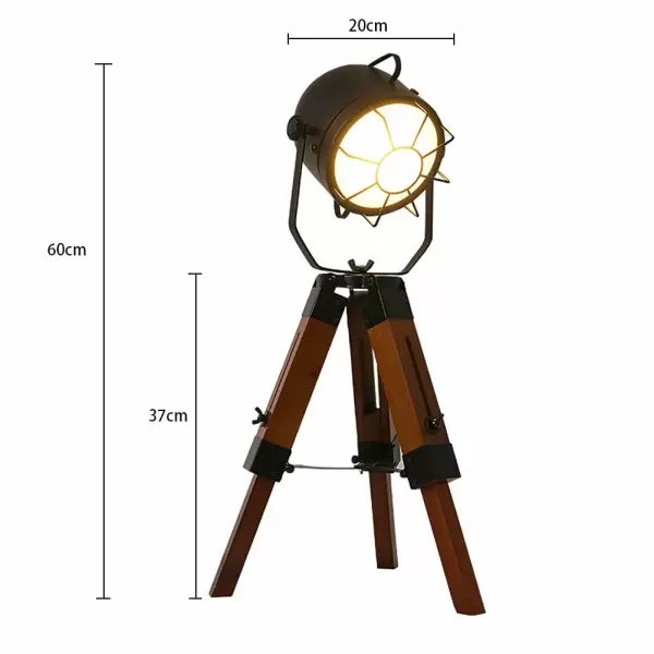 E27 Tischleuchte Dreibein-Retro-Holzlampe Metall Leuchte Schreibtischlampe Industriedesign kreative Dekoration