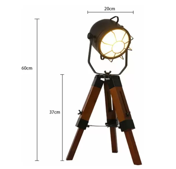 Tischleuchte Dreibein-Retro-Holzlampe Metall Leuchte Schreibtischlampe Industriedesign kreative Dekoration E27