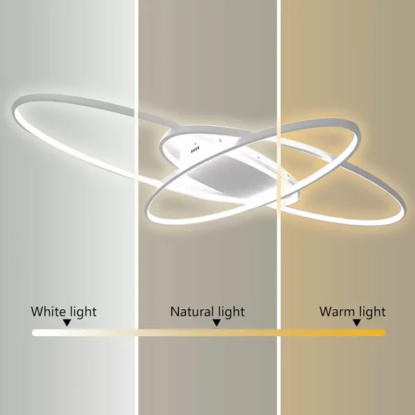 Deckenleuchte Dimmbar LED 3 Ring Kronleuchter Moderne Beleuchtung Dekor Lampe 70W Weiß