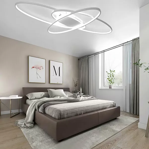 Deckenleuchte Dimmbar LED 3 Ring Kronleuchter Moderne Beleuchtung Dekor Lampe 70W Weiß
