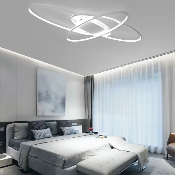 Deckenleuchte Dimmbar LED 3 Ring Kronleuchter Moderne Beleuchtung Dekor Lampe 70W Weiß