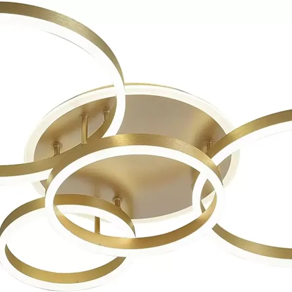 LED Deckenleuchte, Moderne Dimmbare mit Fernbedienung 3000-6000K Golden Kronleuchter für Schlafzimmer Wohnzimmer