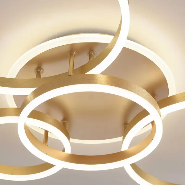 LED Deckenleuchte, Moderne Dimmbare mit Fernbedienung 3000-6000K Golden Kronleuchter für Schlafzimmer Wohnzimmer
