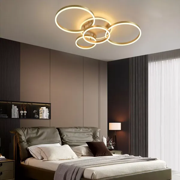 LED Deckenleuchte, Moderne Dimmbare mit Fernbedienung 3000-6000K Golden Kronleuchter für Schlafzimmer Wohnzimmer