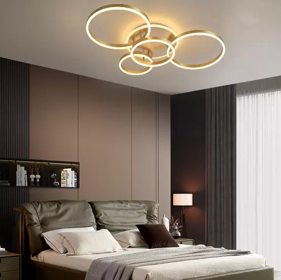 LED Deckenleuchte, Moderne Dimmbare Deckenlampe mit Fernbedienung 3000-6000K Golden Kronleuchter für Schlafzimmer Wohnzimmer