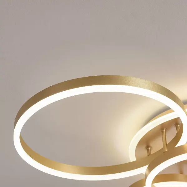 LED Deckenleuchte, Moderne Dimmbare mit Fernbedienung 3000-6000K Golden Kronleuchter für Schlafzimmer Wohnzimmer