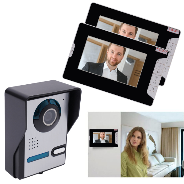 CNCEST 220V 7 Zoll Video-Türsprechanlage Türklingel Intercom Kit Video-Türklingel LCD