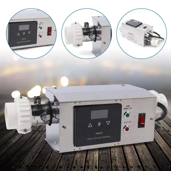 3KW Poolheizung Edelstahl Elektrisch Schwimmbadheizung Poolheizung Thermostat  Elektrische Heizung Swimmingpool