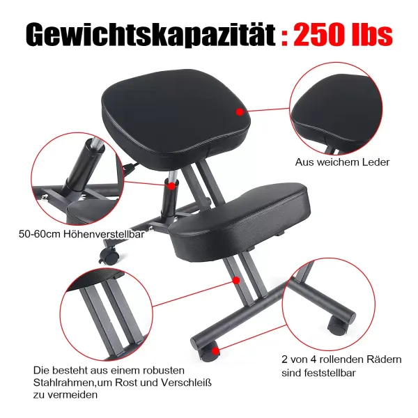 Ergonomischer Kniender Stuhl Höhenverstellbarer Hocker Kniender Chair mit Rollen