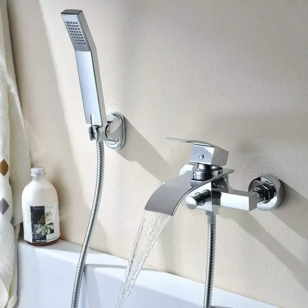 Badewanne Wasserhahn mit Handbrause Chrom Wandduschmischer Badewanne Wasserhahn mit Handbrause Chrom Wandduschmischer
