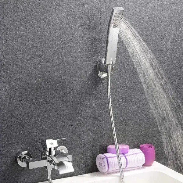Badewanne Wasserhahn mit Handbrause Chrom Wandduschmischer Badewanne Wasserhahn mit Handbrause Chrom Wandduschmischer