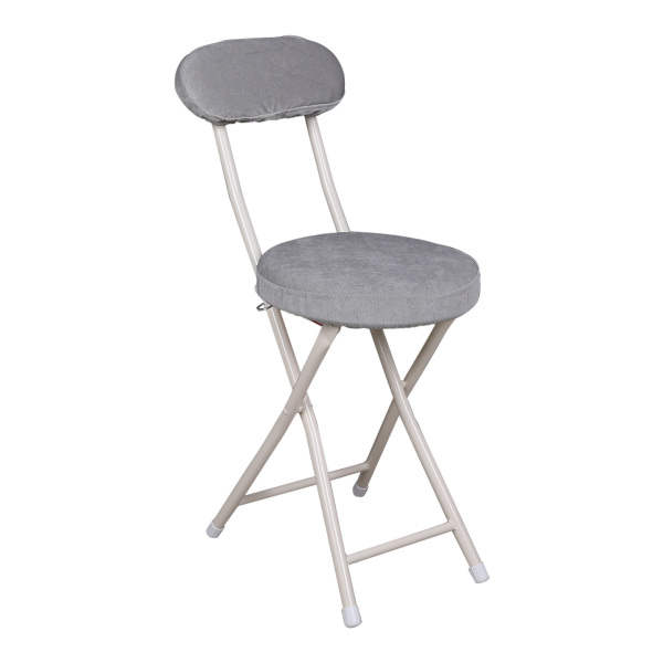 CNCEST Klapphocker Barhocker Runder Wohnheimhocker Freizeitklapphocker mit Abnehmbarem Stoffbezug mit Rückenlehne Grau