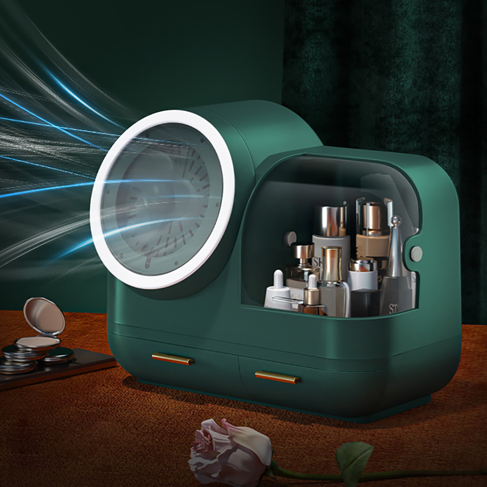 (Rosa/weiß/Grün) Make up Organizer mit LED-Licht-Aufbewahrungsbox für Kosmetik- Spiegel-schwenkbar