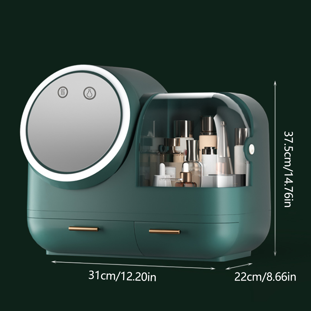(Rosa/weiß/Grün) Make up Organizer mit LED-Licht-Aufbewahrungsbox für Kosmetik- Spiegel-schwenkbar