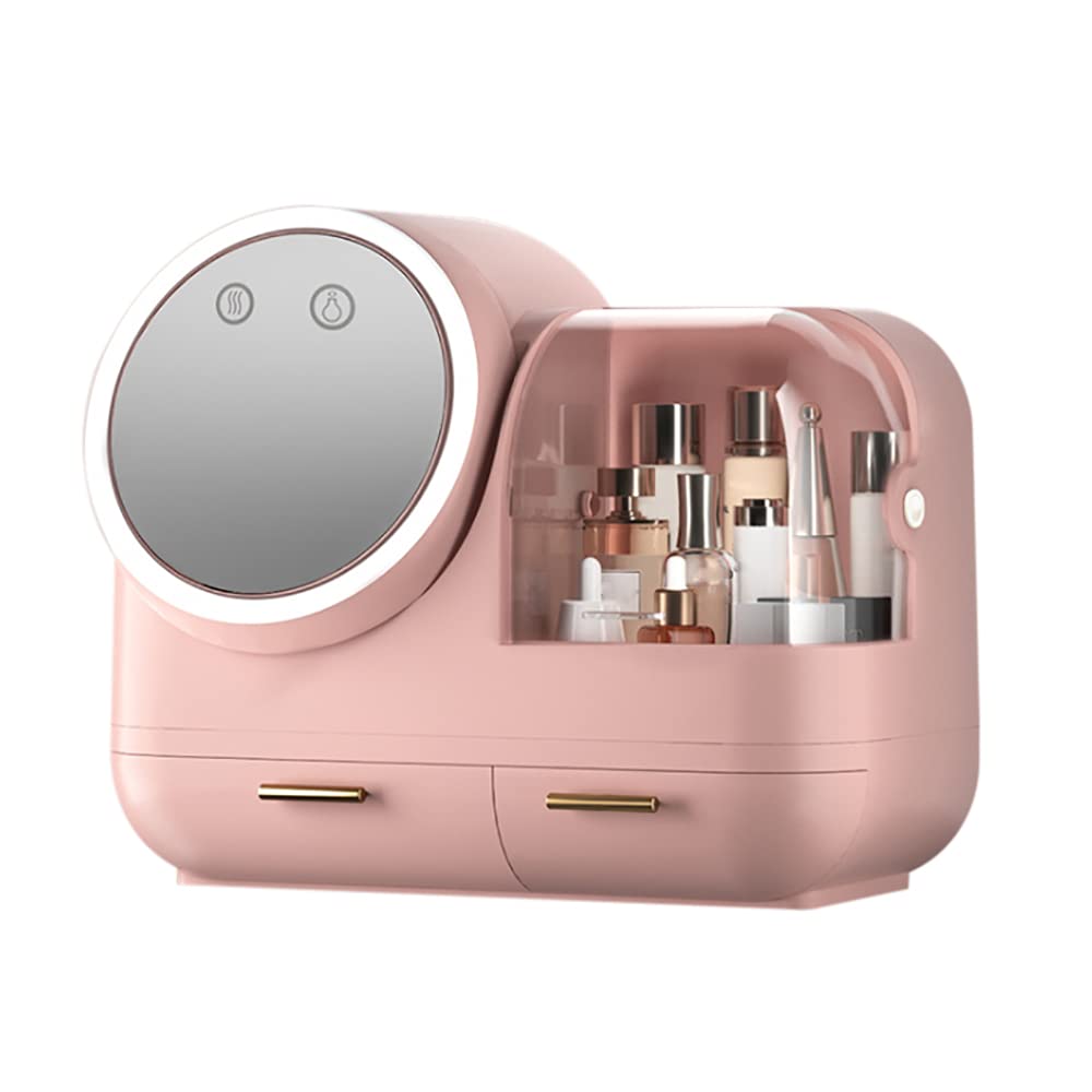 (Rosa/weiß/Grün) Make up Organizer mit LED-Licht-Aufbewahrungsbox für Kosmetik- Spiegel-schwenkbar