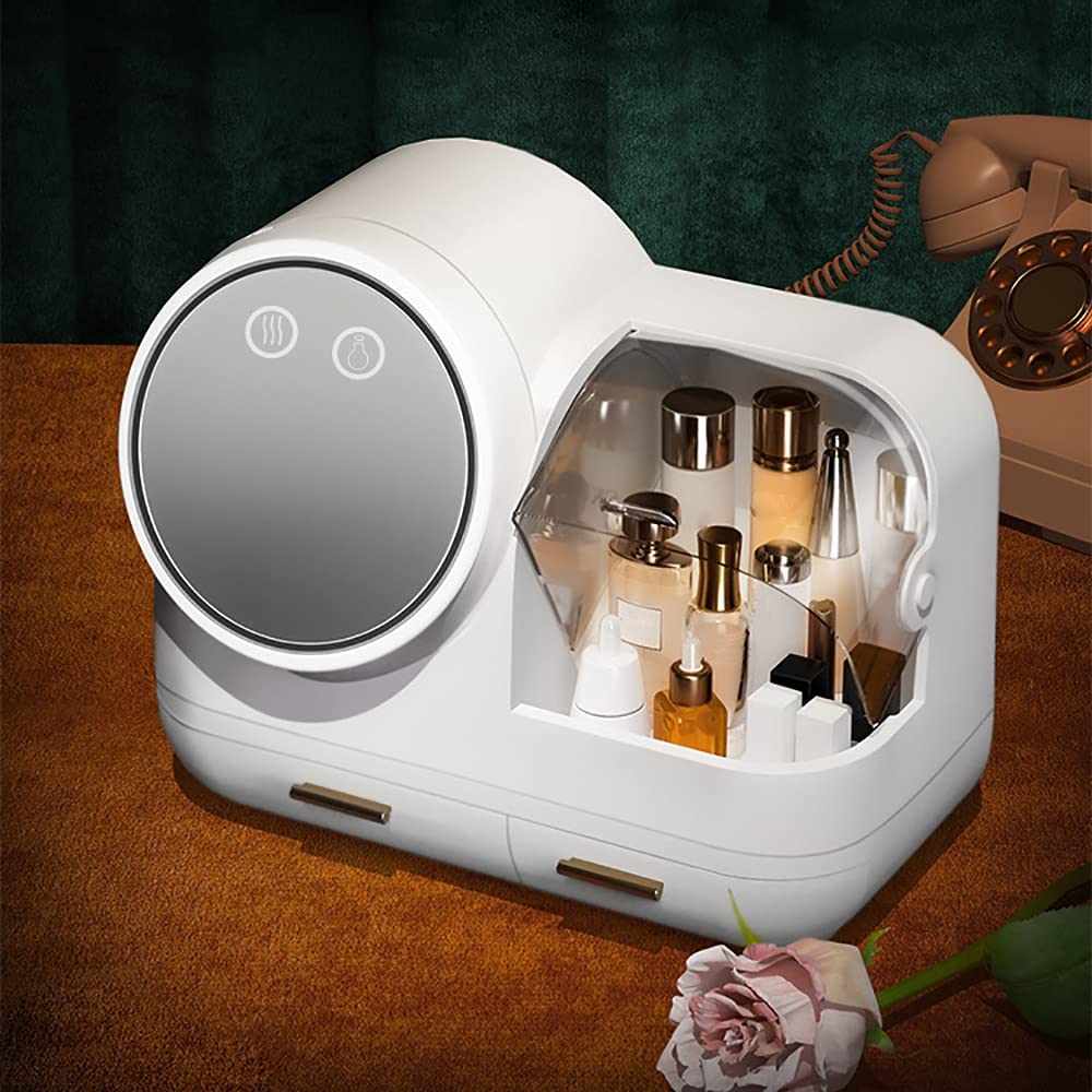 (Rosa/weiß/Grün) Make up Organizer mit LED-Licht-Aufbewahrungsbox für Kosmetik- Spiegel-schwenkbar