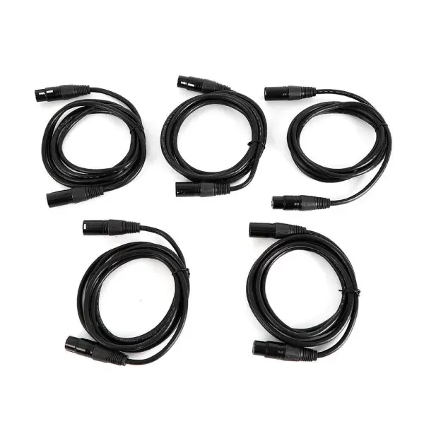 5PCS 1m Mikrofonkabel Symmetrisch 3-Star XLR 3 Pol DMX Mikrofon Kabel Schwarz