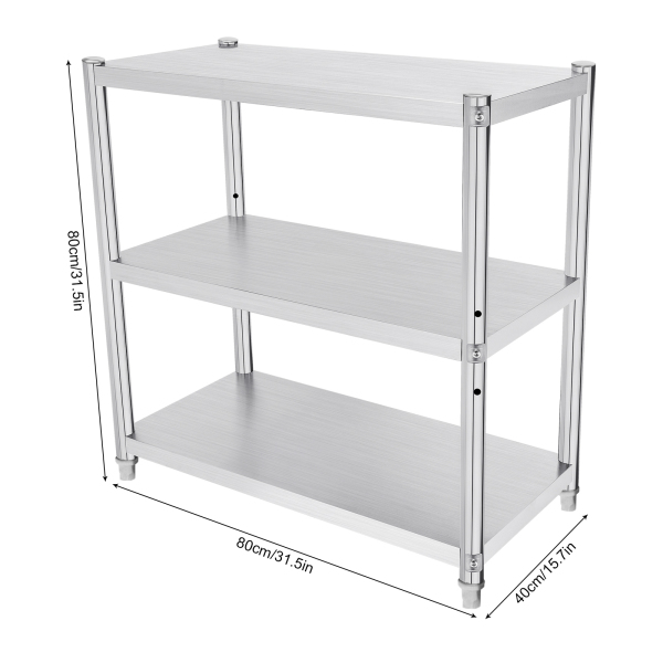 3 Böden Edelstahl Regal Küche Regal Lagerregal Aufbewahrungsregal bis 50kg 80x80x40cm 3 Böden Edelstahl Regal Küche Regal Lagerregal Aufbewahrungsregal bis 50kg 80x80x40cm