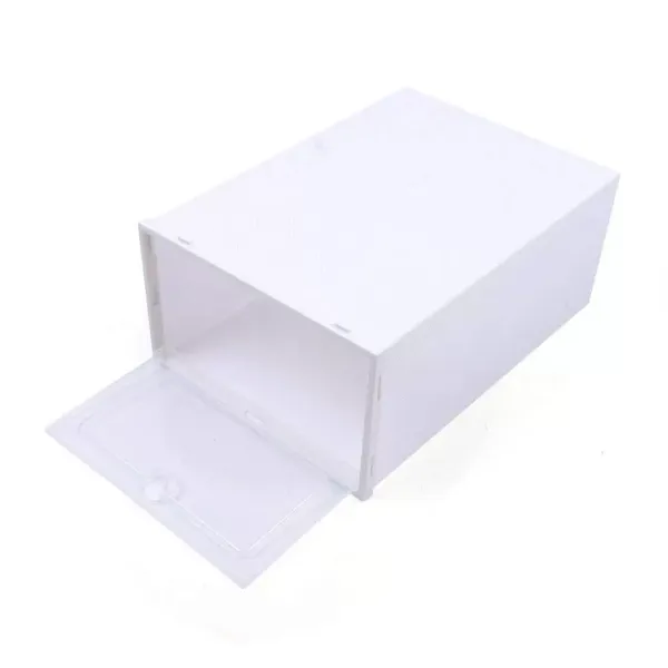 24× Weiße Schuhboxen Transparent Stapelbar Schuhaufbewahrung Box Kunststoff Schuhkarton
