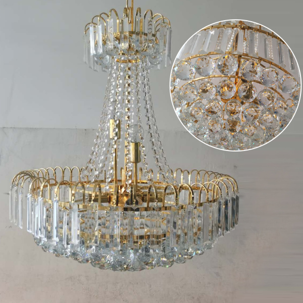 CNCEST Moderne Kristall-Kronleuchter Gold plattiert K9 Crystal Ball Raindrop Luxuriöse elegante Pendelleuchte Beleuchtung