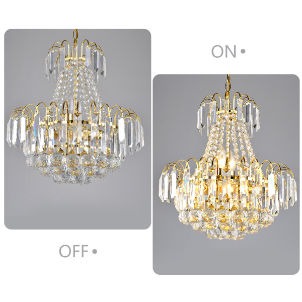 CNCEST Moderne Kristall-Kronleuchter Gold plattiert K9 Crystal Ball Raindrop Luxuriöse elegante Pendelleuchte Beleuchtung
