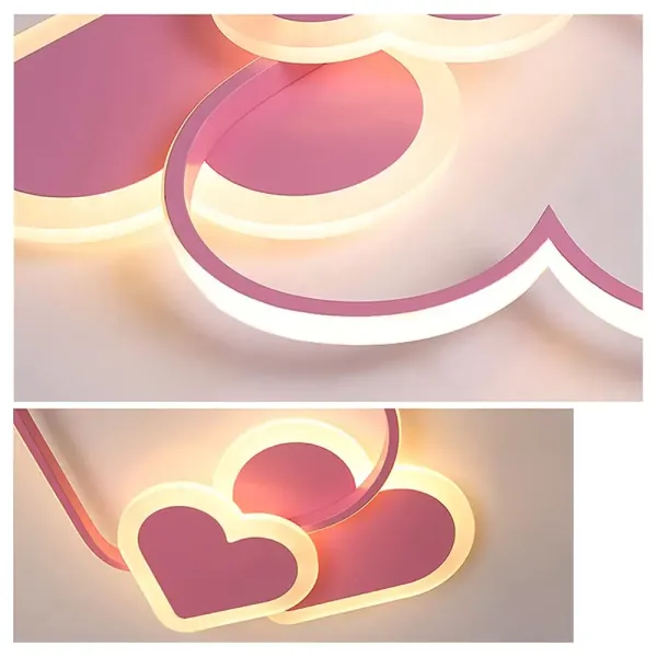 Herzförmige LED Kinderzimmerlampe Deckenleuchte Dimmbar Mit Fernbedienung Rosa Deckenlampe