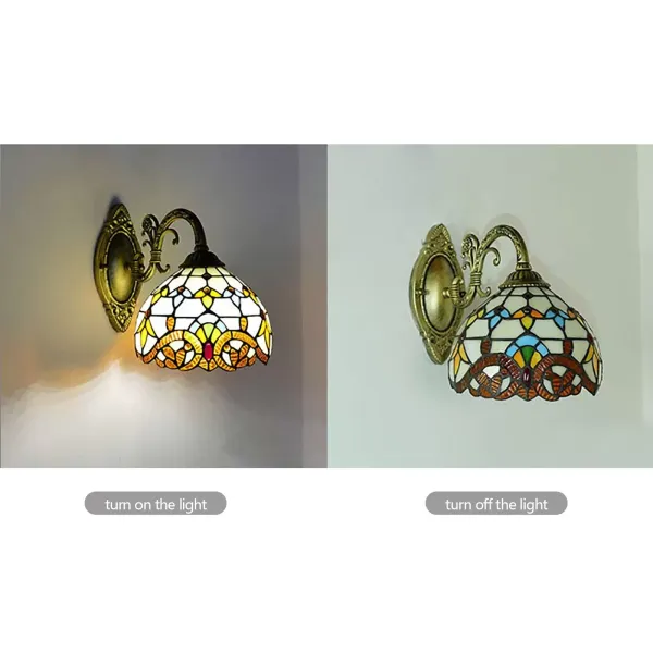 Tiffany Wandleuchte E27 Retro Glasmalerei Lampenschirm Landhausstil Flurlampe