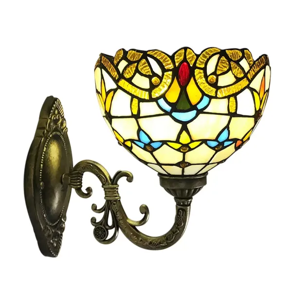 Tiffany Wandleuchte E27 Retro Glasmalerei Lampenschirm Landhausstil Flurlampe