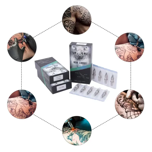 CNCEST 50 Stück Tattoo Nadeln PC Rostfreier Stahl 3RL 5RL 7RL 9RL 11RL Für Tattoo Shop