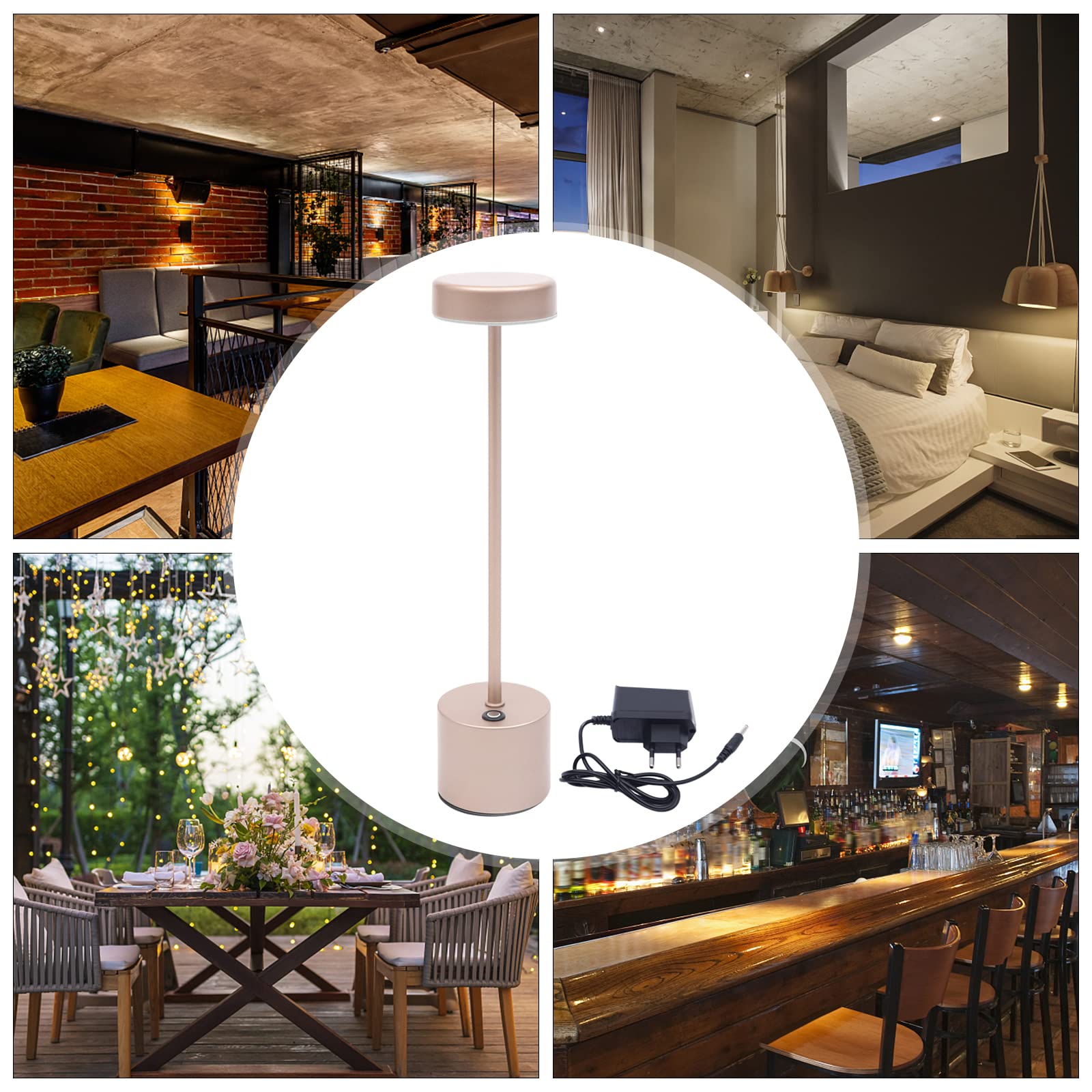Touch LED Tischlampe Restaurant Bar Café Atmosphäre USB Tischleuchte Aufladbar Nachttischlampe Terrassenleuchte 37cm
