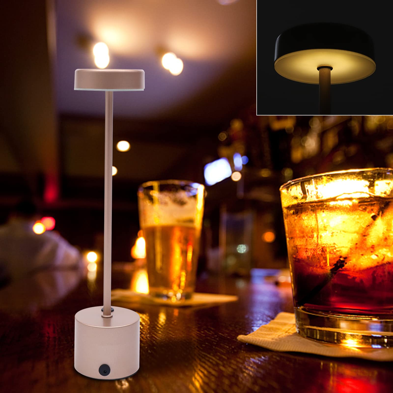 Touch LED Tischlampe Restaurant Bar Café Atmosphäre USB Tischleuchte Aufladbar Nachttischlampe Terrassenleuchte 37cm