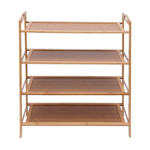 Schuhablage mit 4 Ebenen, Offene Schuhablage, Schuhablage für Eingangsbereich, Flur und etc., 70*25*67cm, Farbe Holz