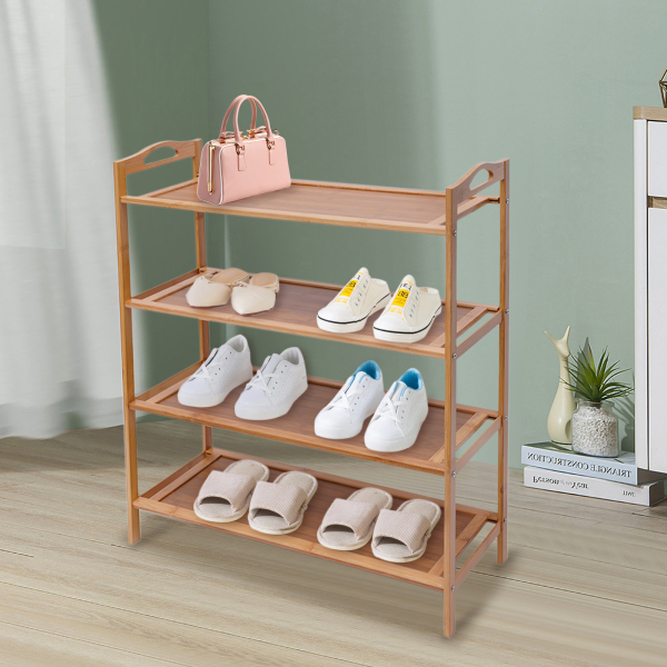 Schuhablage mit 4 Ebenen, Offene Schuhablage, Schuhablage für Eingangsbereich, Flur und etc., 70*25*67cm, Farbe Holz Schuhablage mit 4 Ebenen, Offene Schuhablage, Schuhablage für Eingangsbereich, Flur und etc., 70*25*67cm, Farbe Holz