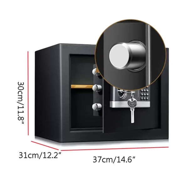 Elektronik Safe mit Zahlenschloss und Schlüssel 37x31x30cm Passwort Safe Schlüsseltresor Minisafe