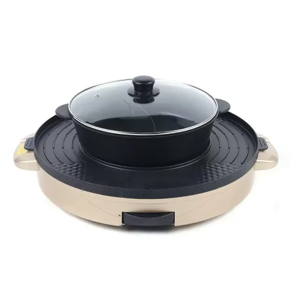 2in1 Elektrische Hot Pots+Grillpfanne Multifunktions Grillplatte Heißen Topf Antihaft Mandarinente Topf