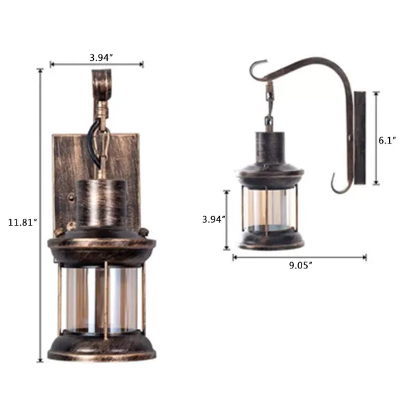 CNCEST Antike Wandleuchte Außen Wandlampe wasserdichte,Vintage Wandbeleuchtung E27 Birne(Keine Glühbirne enthalten)