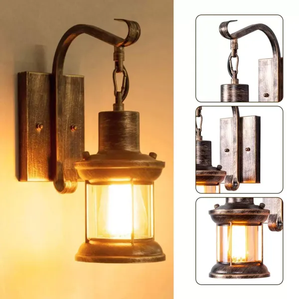 CNCEST Antike Wandleuchte Außen Wandlampe wasserdichte,Vintage Wandbeleuchtung E27 Birne(Keine Glühbirne enthalten)