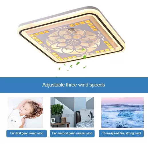Quadratischer Beleuchtungsventilator LED-Licht mit Fernbedienung verstellbarer Ventilator Deckenleuchte