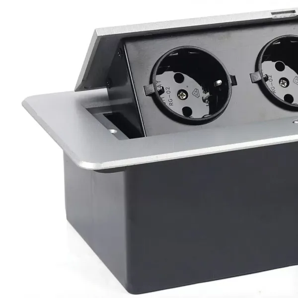 Mehrfachsteckdose 3 Fach Versenkbare Einbau-Tisch-Steckdose 3fach Küchensteckdose aus Aluminiumlegierung Mehrfachsteckdose 3 Fach Versenkbare Einbau-Tisch-Steckdose 3fach Küchensteckdose aus Aluminiumlegierung