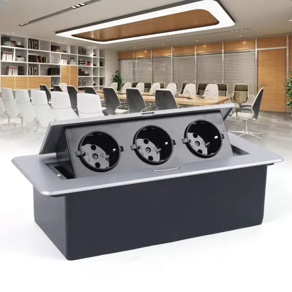 Mehrfachsteckdose 3 Fach Versenkbare Einbau-Tisch-Steckdose 3fach Küchensteckdose aus Aluminiumlegierung Mehrfachsteckdose 3 Fach Versenkbare Einbau-Tisch-Steckdose 3fach Küchensteckdose aus Aluminiumlegierung