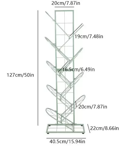 Bücherregal 9 Ebenen Standregal Metall Baumform CD Regal Eines Offenen Kubikschranks Raumteiler Bücherregal